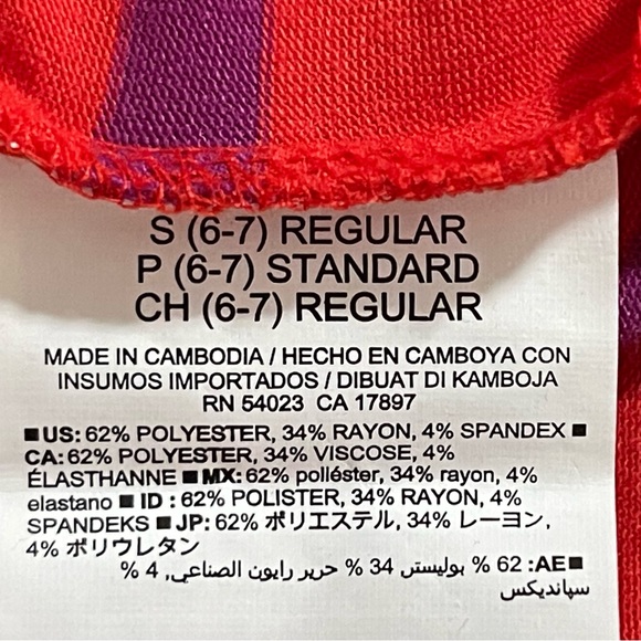 Old Navy Girl’s Oversized Red & Purple Striped Top, Size S (6-7) - Picture 4 of 5